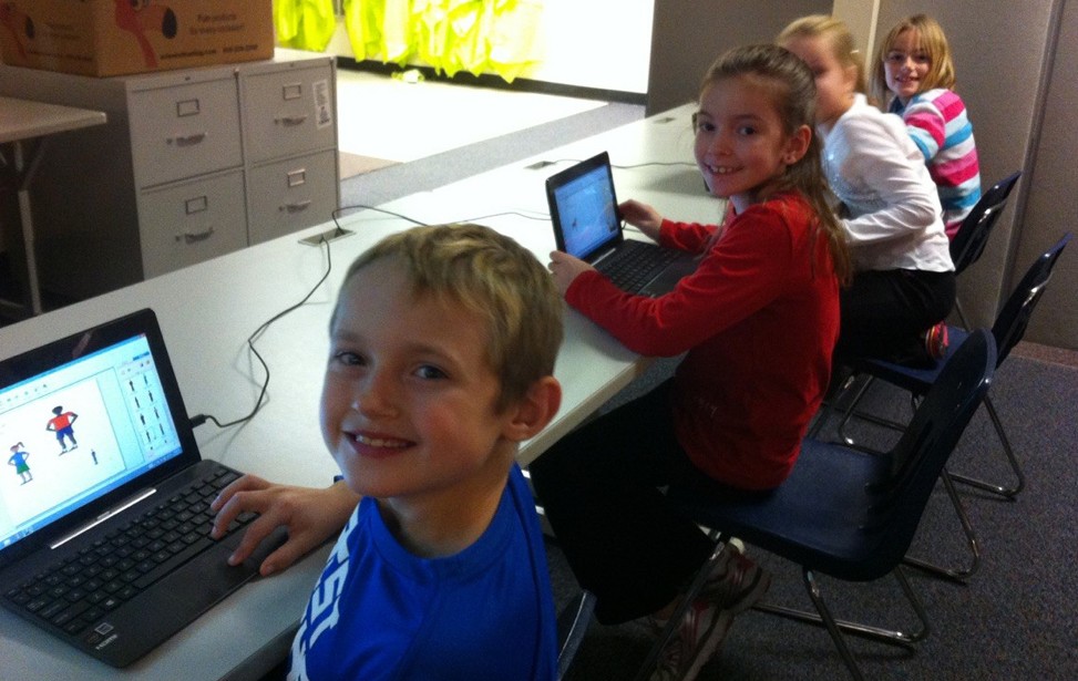 Children using tablet computers